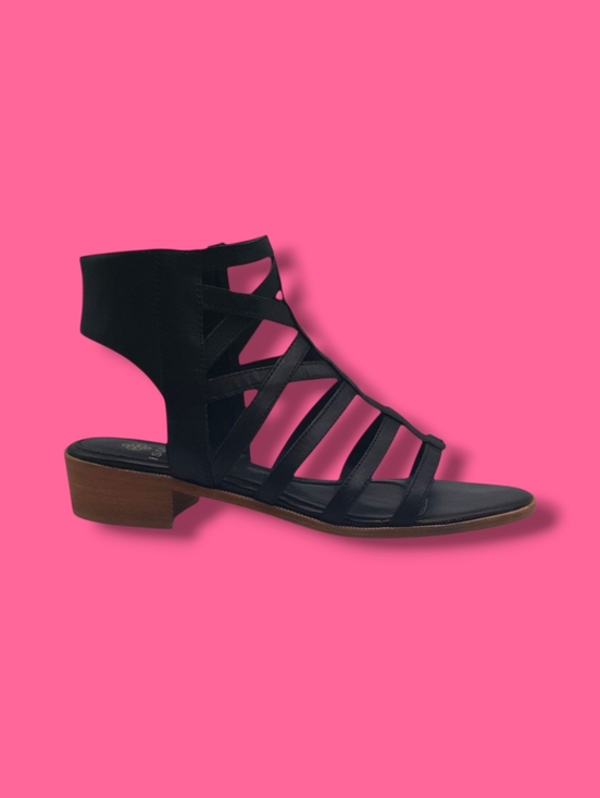 Isola Shoes - ISOLA Genuine Leather Gladiator Strappy Sandals Black Size 9